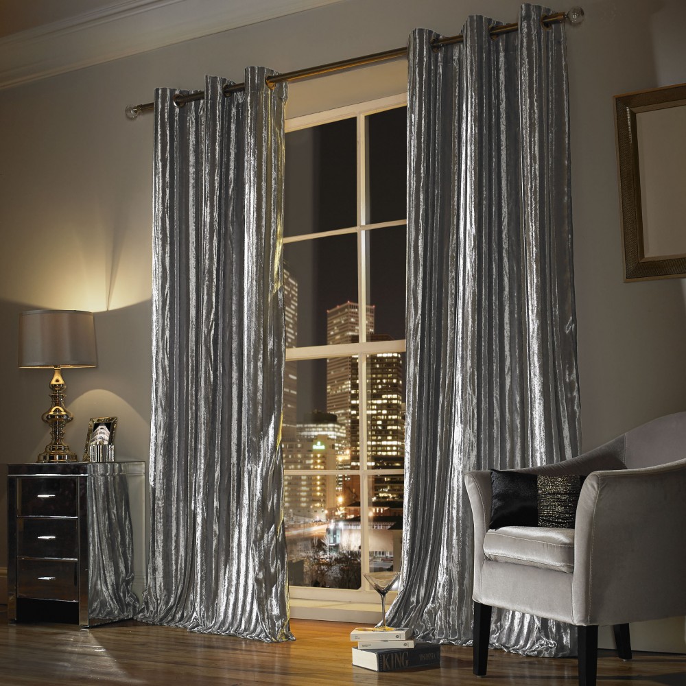 Iliana Silver Lined Eyelet RM Curtains by Kylie Minogue At Home